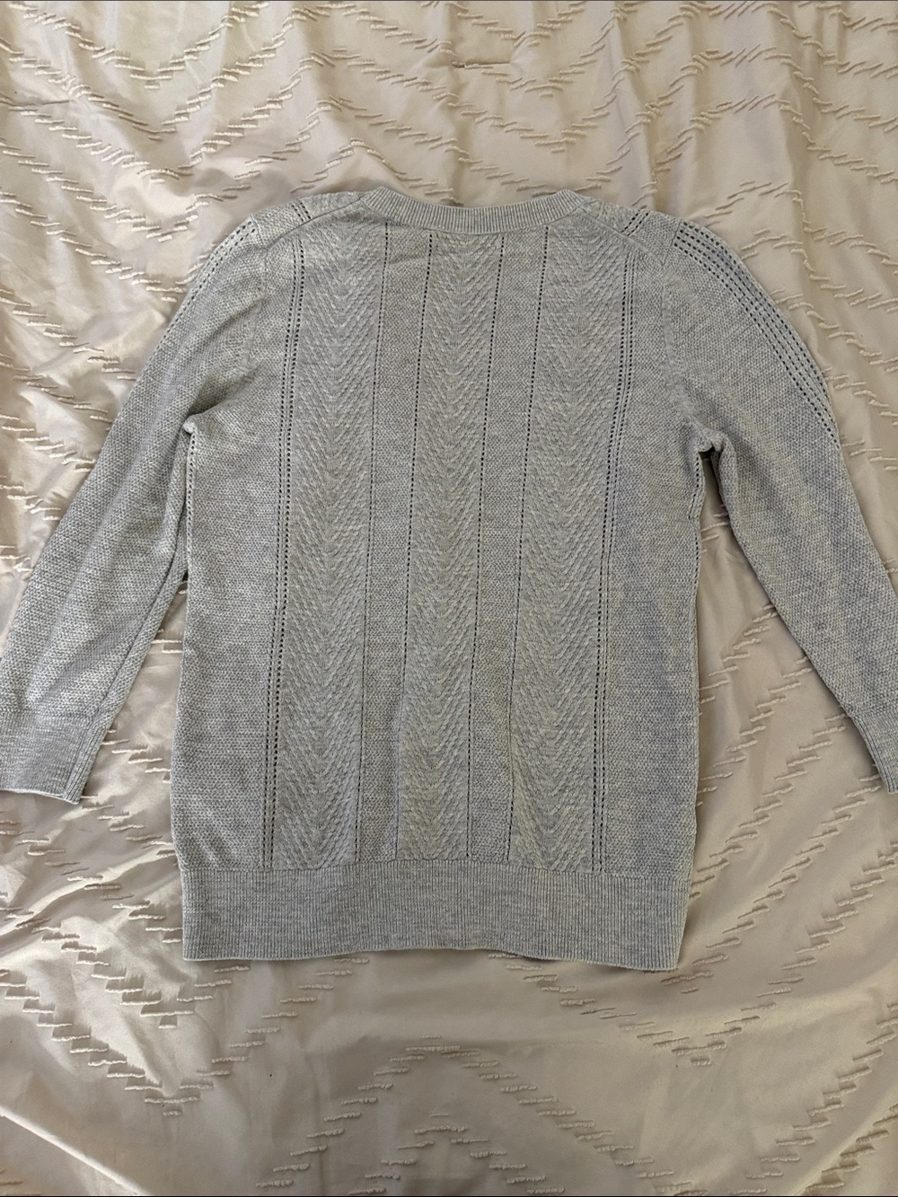 Banana Republic Heather Gray Textured Crewneck 3/4 Sleeve Sweater - Picture 5 of 5